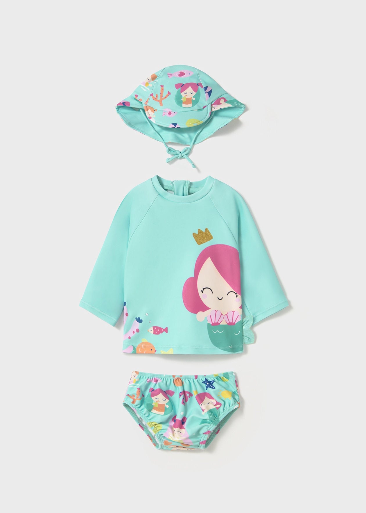 Conjunto 3 piezas baño camiseta protección solar recién nacida