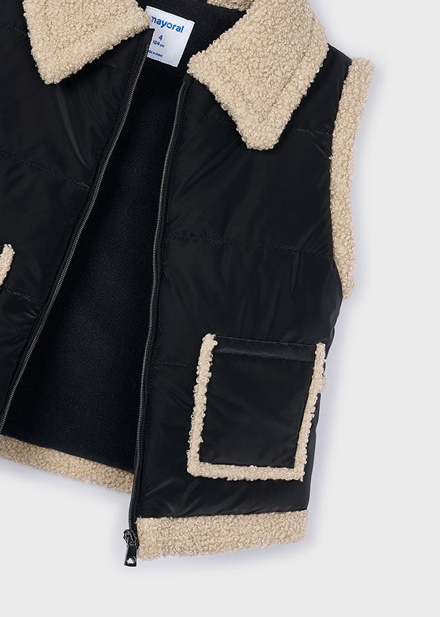 Chaleco contrastes borrego niña