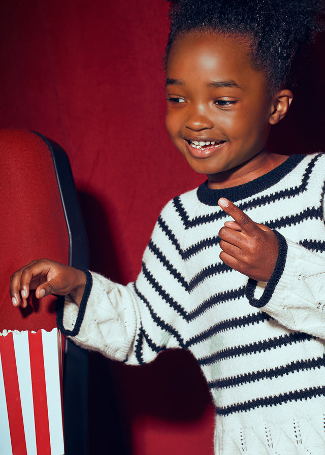 Conjunto pantalón y jersey rayas niña