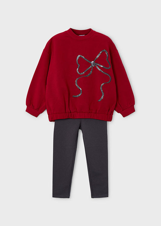 Conjunto legging y sudadera lazo niña