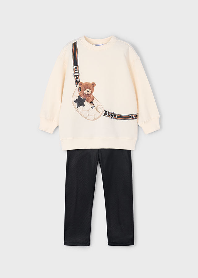 Conjunto legging y sudadera osito niña
