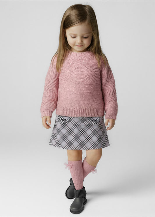 Falda cuadros jacquard niña