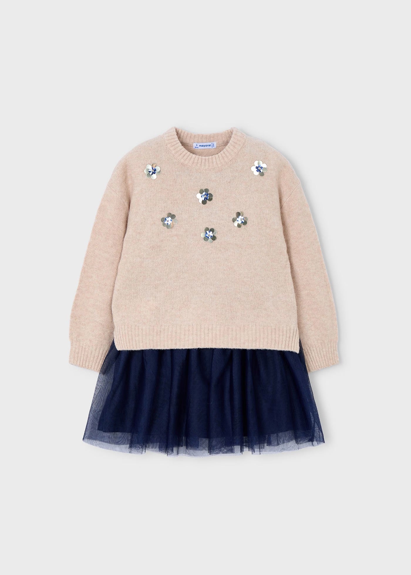 Vestido tricot combinado niña