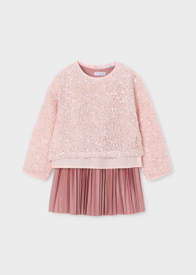 Vestido combinado lentejuelas niña