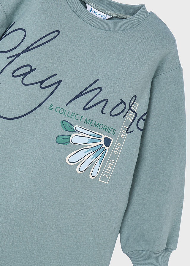 Vestido felpa gráfica niña