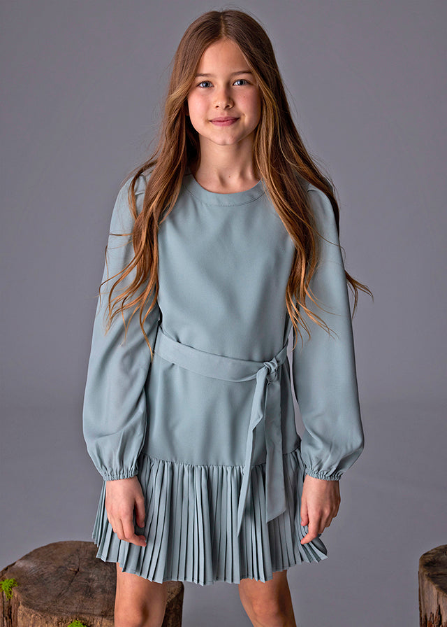 Vestido plisado crepe chica