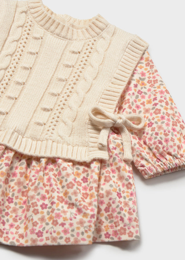 Vestido estampado con chaleco recién nacida