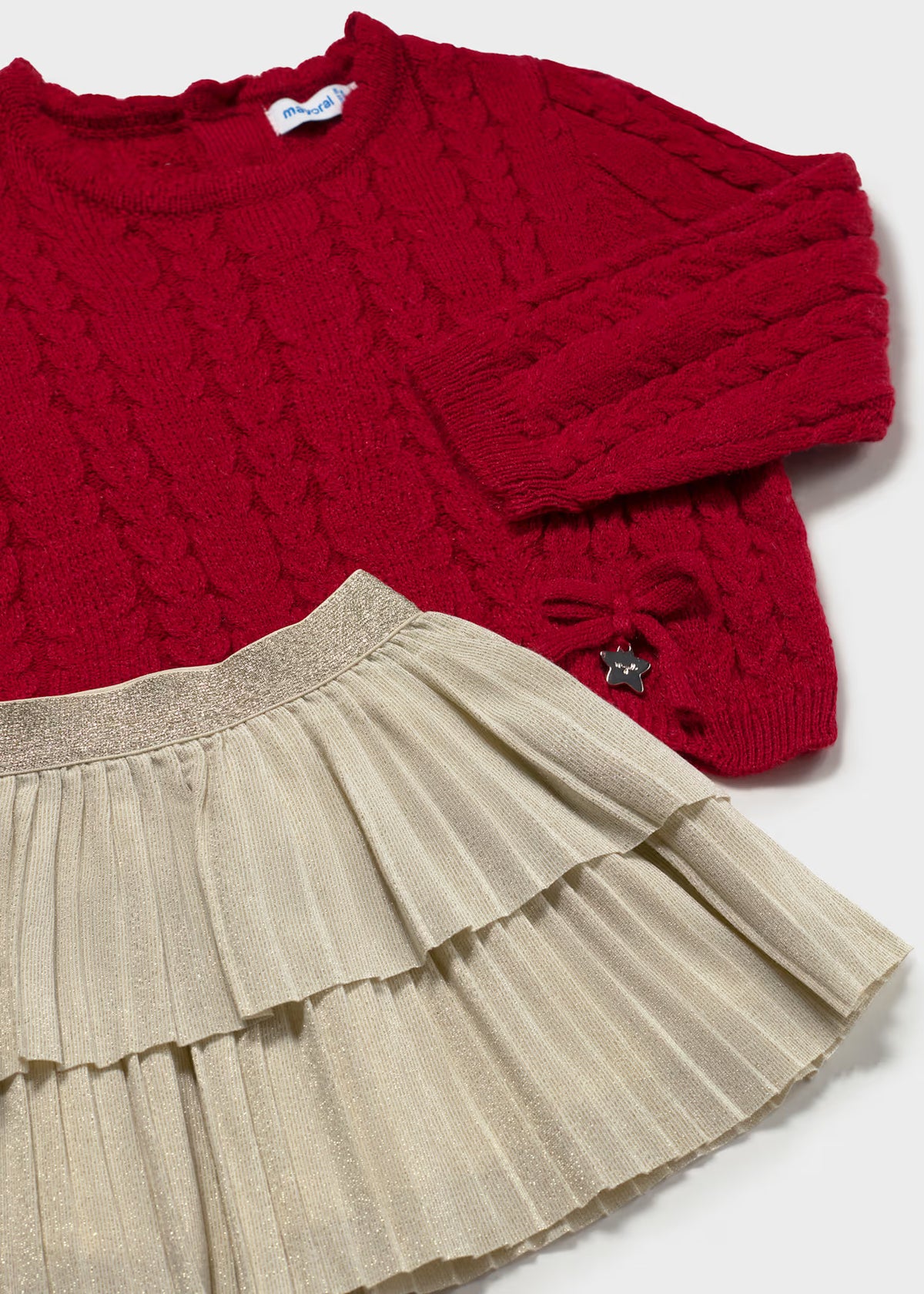 Conjunto falda volantes y jersey bebé Rojo – Mayoral, foto 3