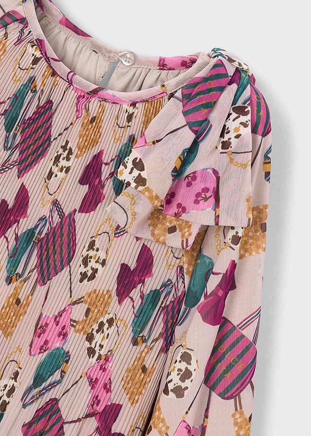 Vestido plisado estampado niña