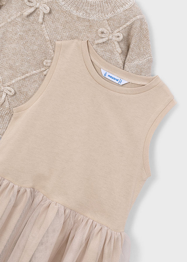 Vestido tricot combinado lazos niña Hojaldre – Mayoral, foto 3