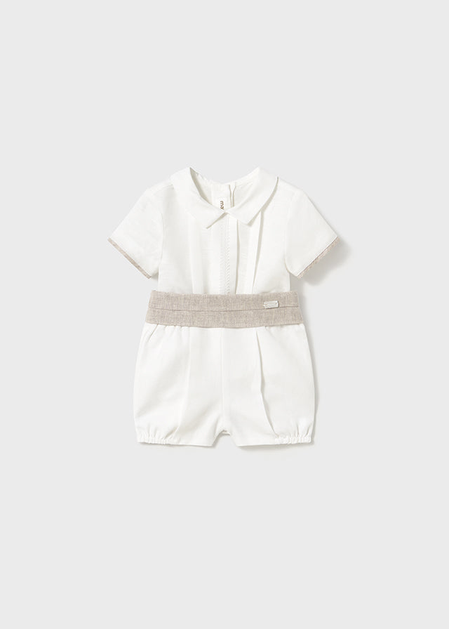 Conjunto ceremonia pantalón corto y camisa recién nacido