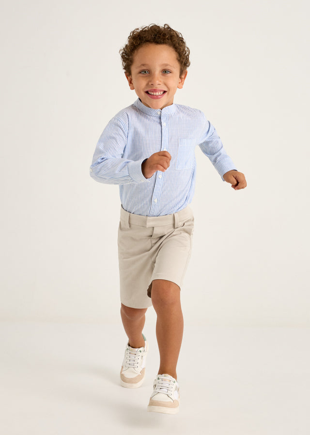 Camisa m/l cuello mao rayas niño