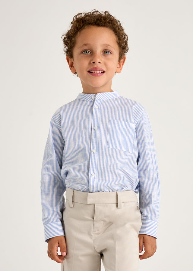 Camisa m/l cuello mao rayas niño