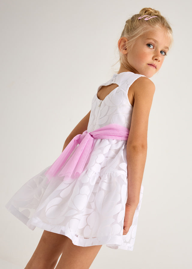 Vestido devoré con fajín flores ni´ña
