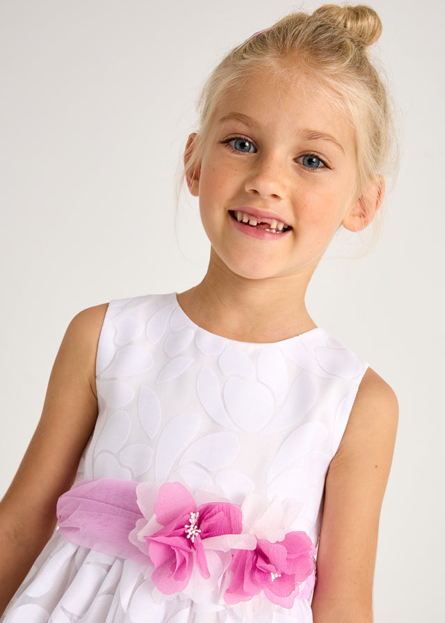 Vestido devoré con fajín flores ni´ña