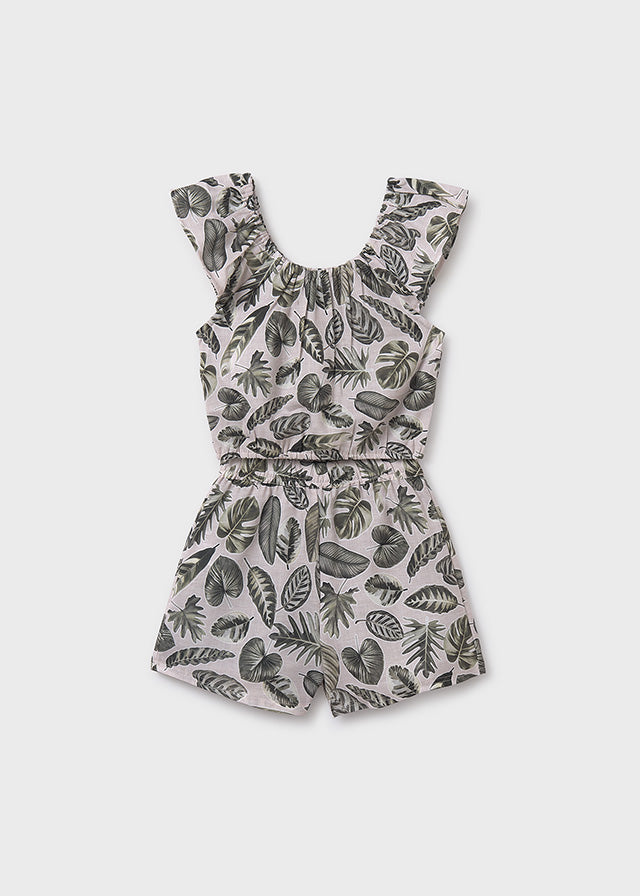 Conjunto short volante estampado chica