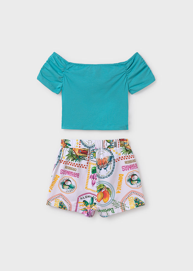 Conjunto short estampado chica