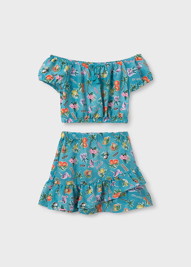 Conjunto falda estampado chica