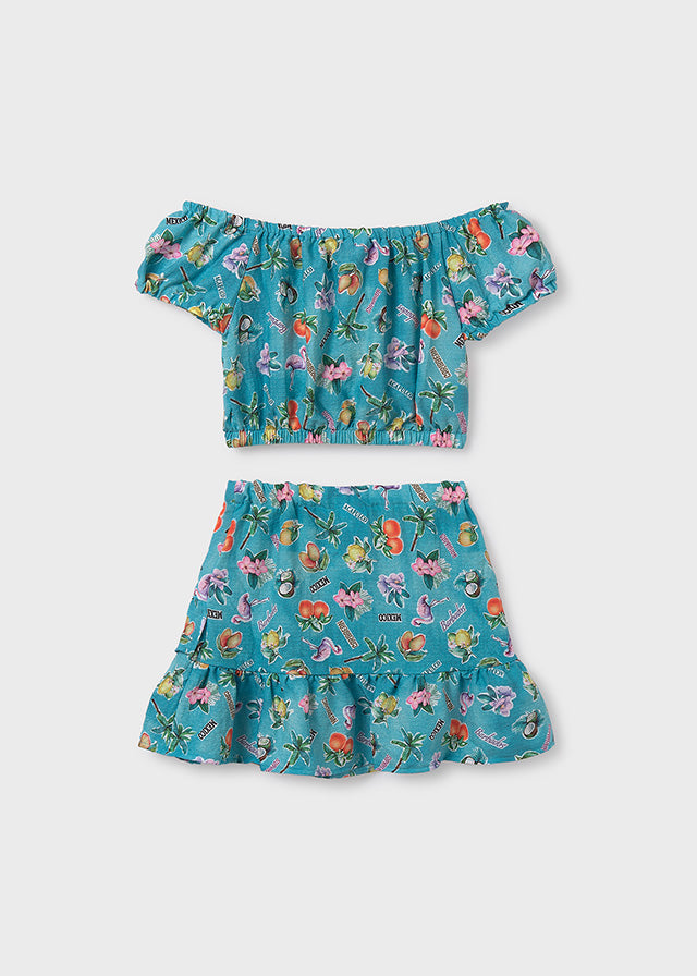 Conjunto falda estampado chica