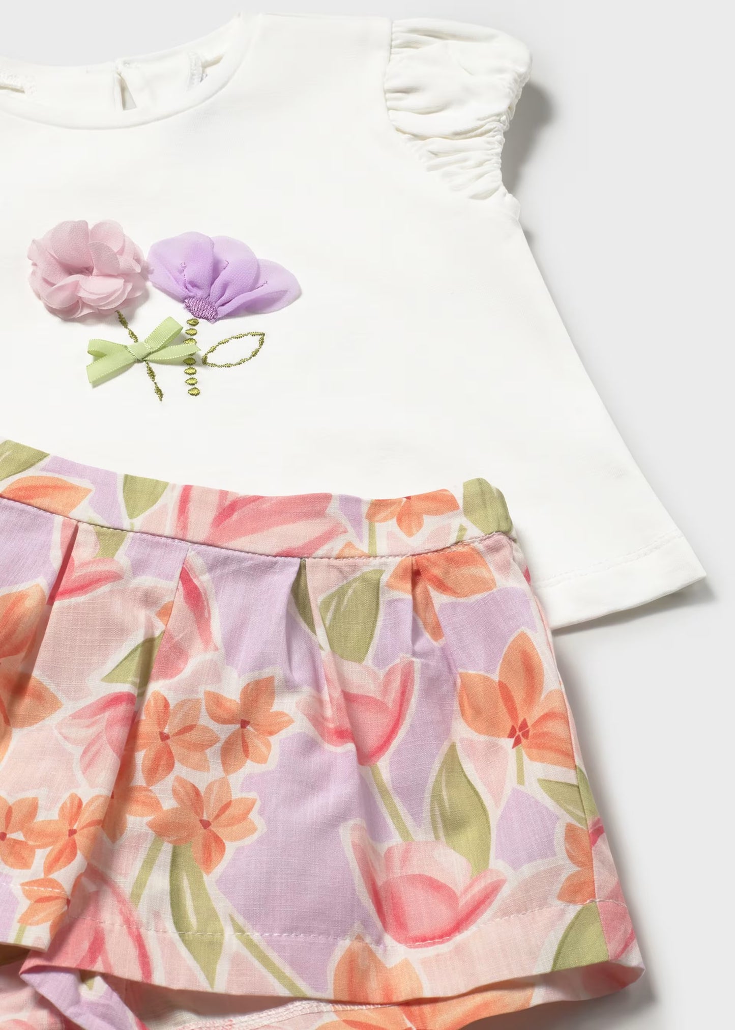 Conjunto bermuda flores y camiseta bebé