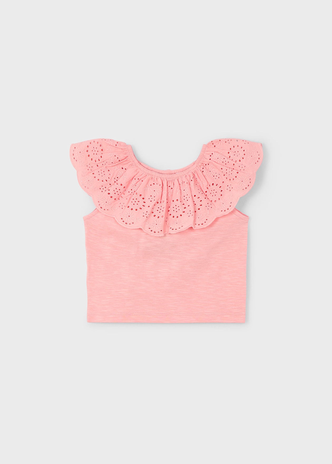 Camiseta volante perforado niña