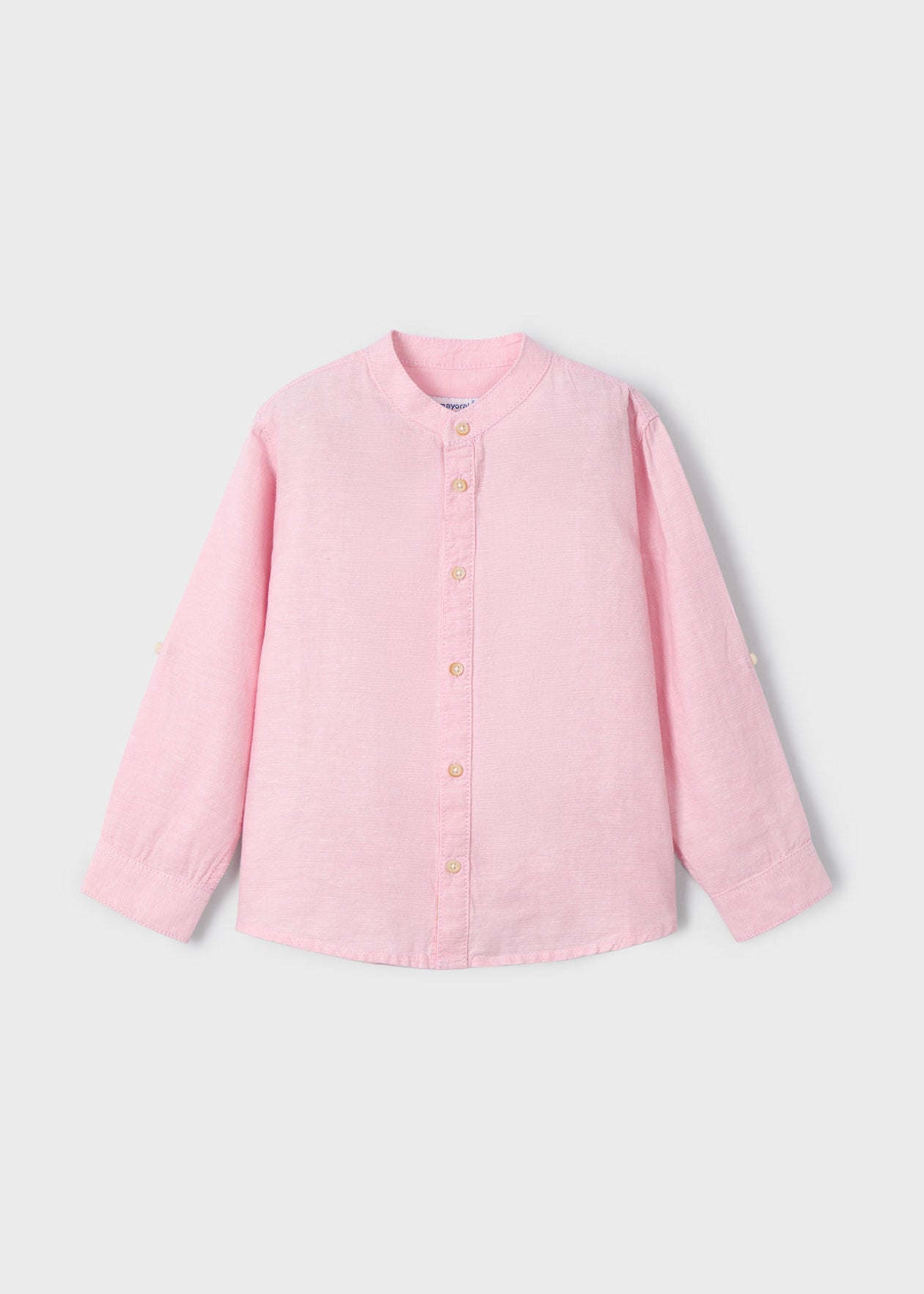 Camisa manga larga cuello mao con lino niño