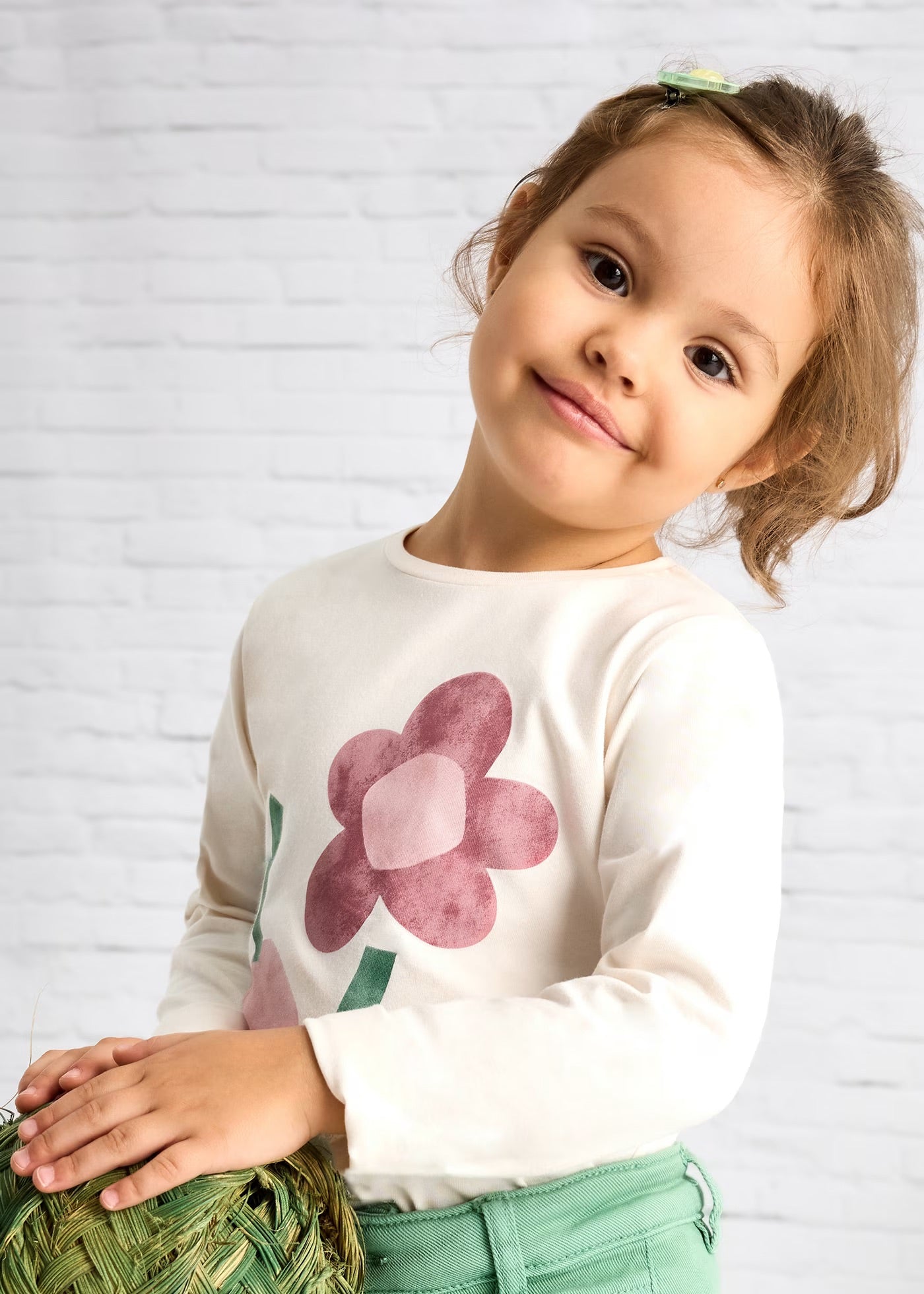 Camiseta manga larga flores niña