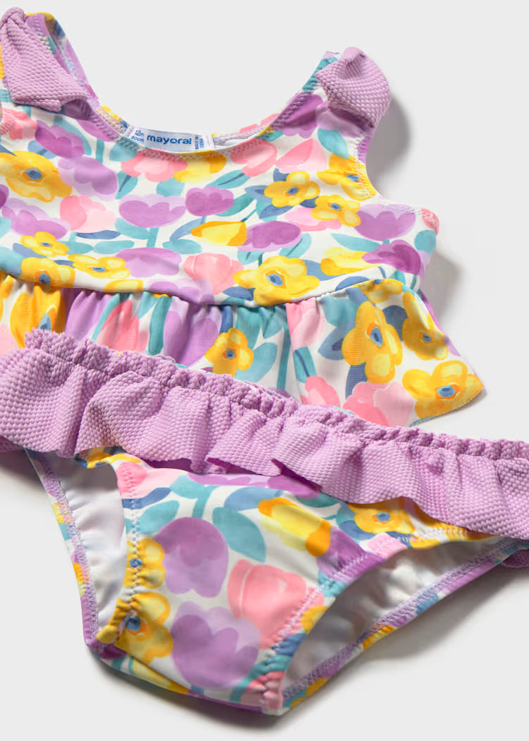 Conjunto 2 piezas estampado baño protección solar bebé