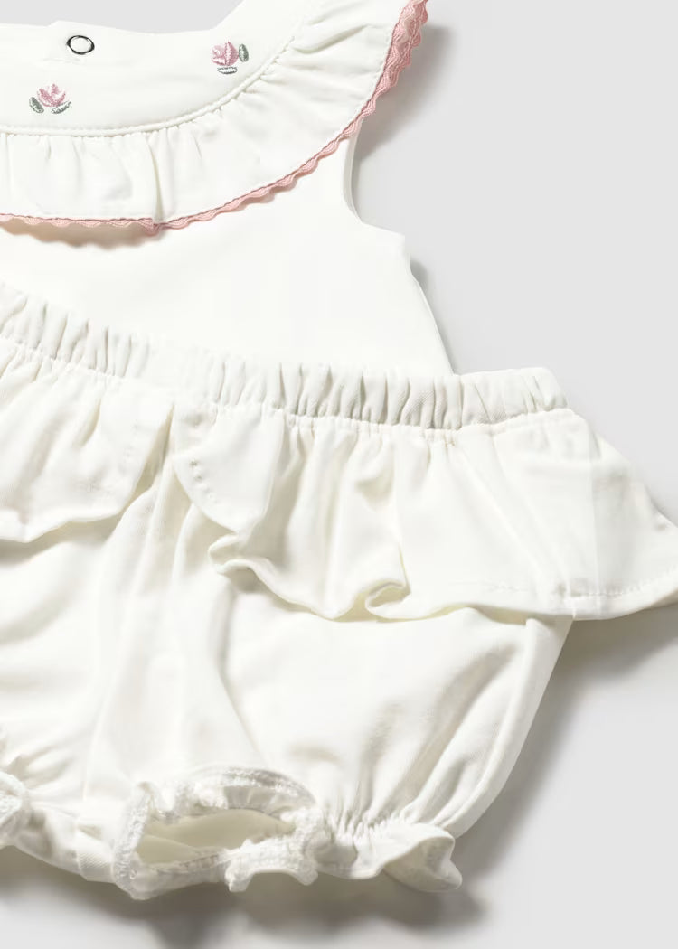 Conjunto 4 piezas cuello volante recién nacida