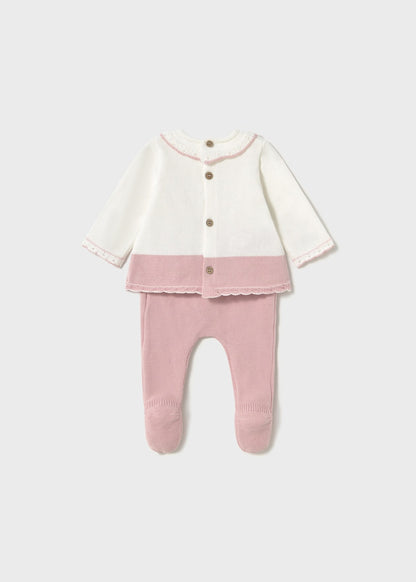 Conjunto polaina y jersey tricot recién nacida