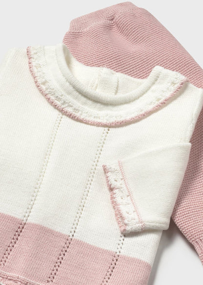 Conjunto polaina y jersey tricot recién nacida