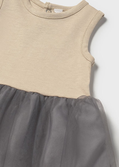 Vestido combinado tul recién nacida