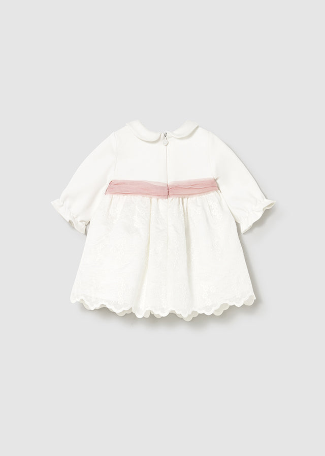 Vestido combinado bordado recién nacida