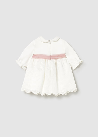Vestido combinado bordado recién nacida