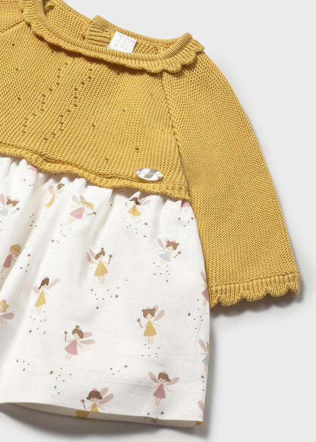 Vestido tricot y plana recién nacida
