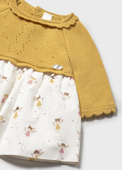 Vestido tricot y plana recién nacida