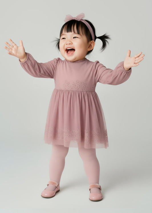 Vestido ceremonia tul bordado bebé