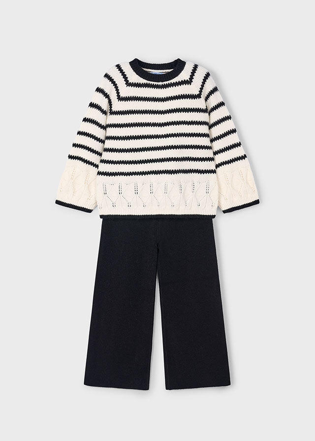Conjunto pantalón y jersey rayas niña