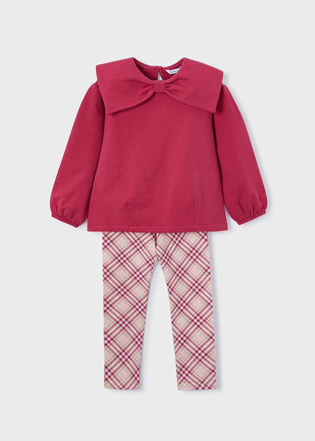 Conjunto legging cuadros y sudadera niña