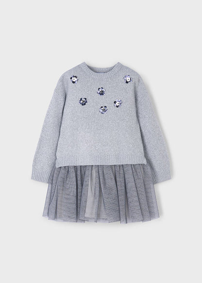 Vestido tricot combinado niña