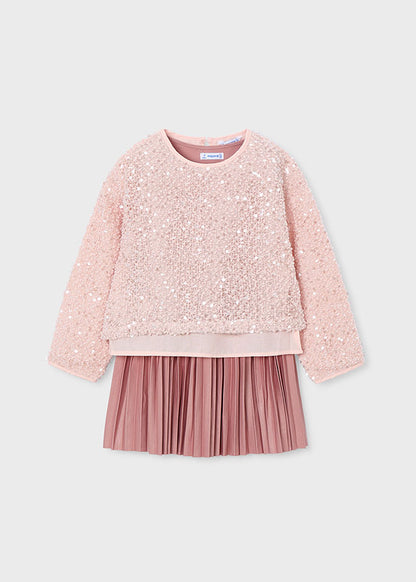 Vestido combinado lentejuelas niña