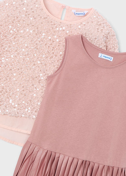 Vestido combinado lentejuelas niña
