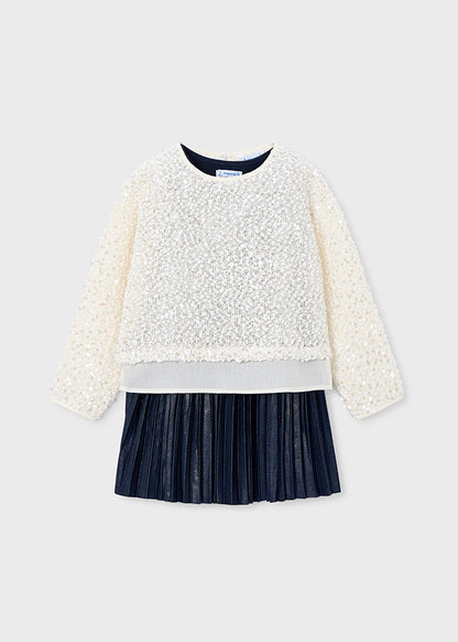 Vestido combinado lentejuelas niña