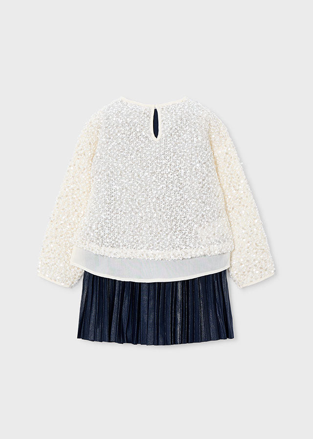 Vestido combinado lentejuelas niña