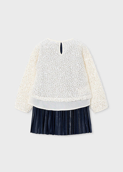 Vestido combinado lentejuelas niña