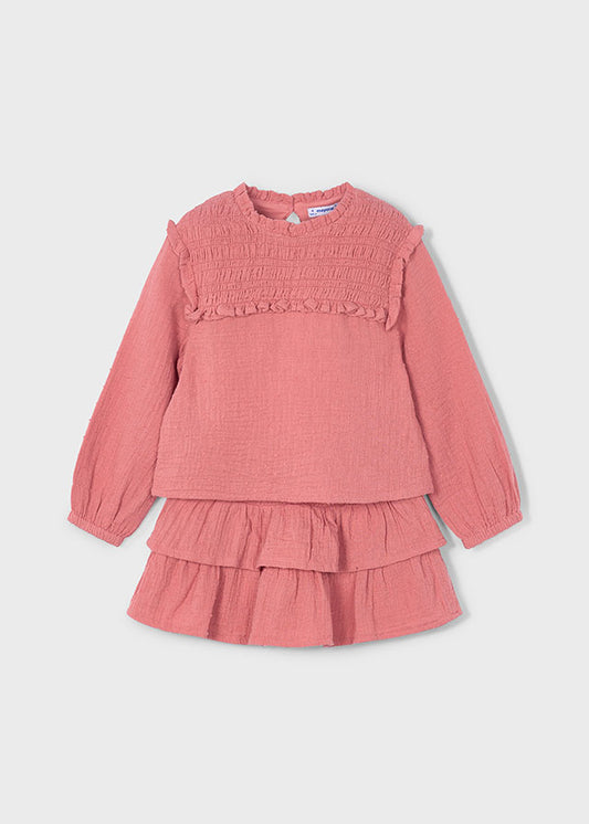 Conjunto falda volantes y blusa niña