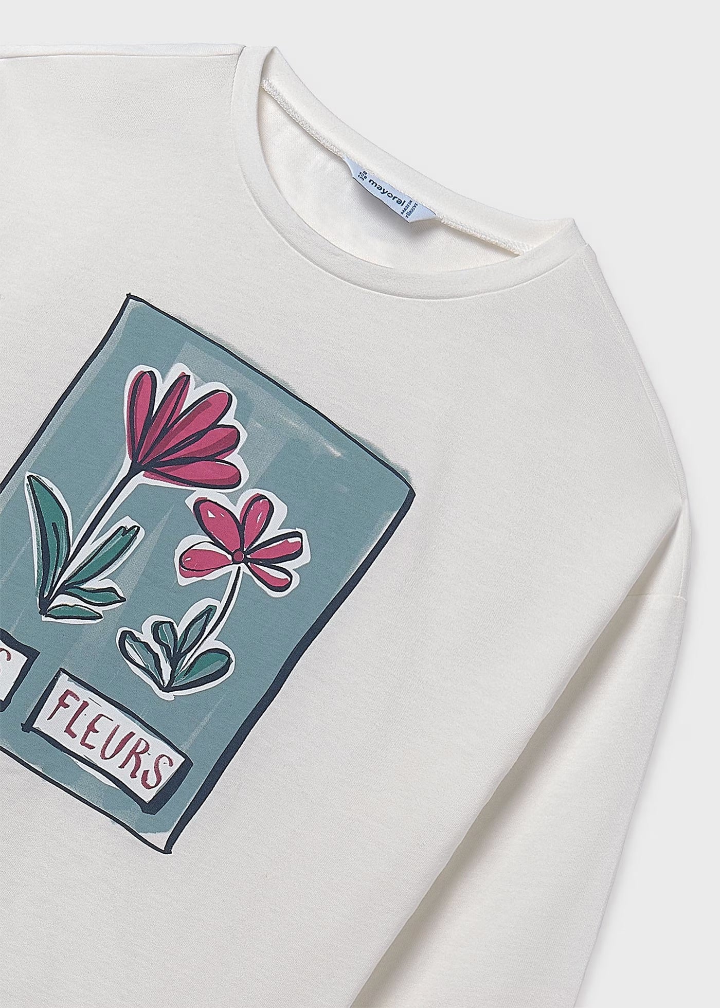 Camiseta manga larga flor chica