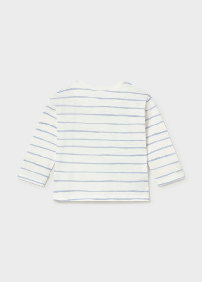 Camiseta rayas coche bebé Celeste – Mayoral, foto 3