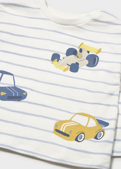 Camiseta rayas coche bebé Celeste – Mayoral, foto 4