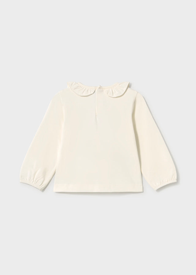 Camiseta cuello volante bebé Crudo frambuesa – Mayoral, foto 2